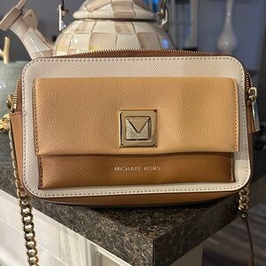 Michael Kors Brown and Cream Crossbody Bag